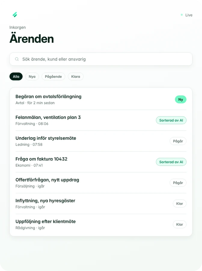 Designstudie av ärendehantering.